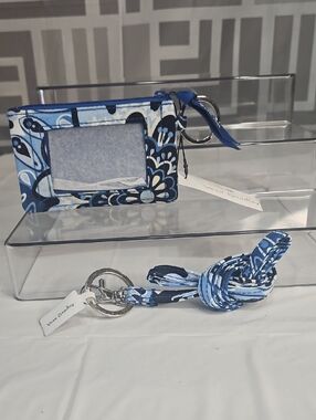 Vera Bradley Navy & Light Blue Floral ID Badge Holder with Lanyard